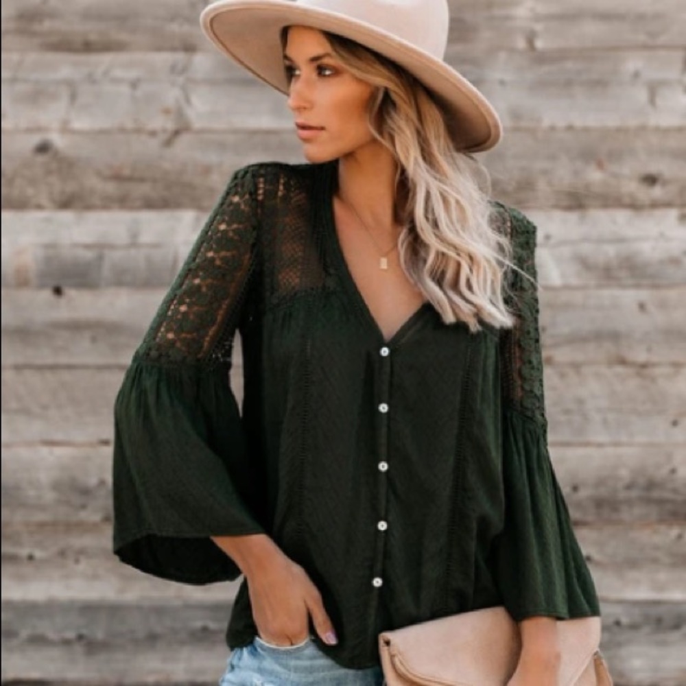LOVESTITCH Olive Crochet Blouse